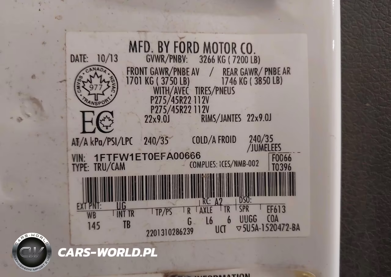 2014 Ford F-150 Limited VIN:1FTFW1ET0EFA00666 - 9