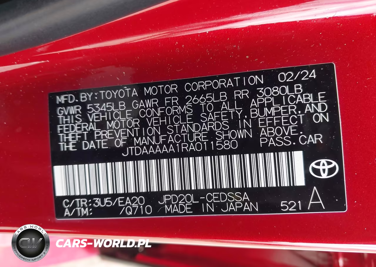 2024 Toyota Mirai Xle VIN:JTDAAAAA1RA011580 - 9