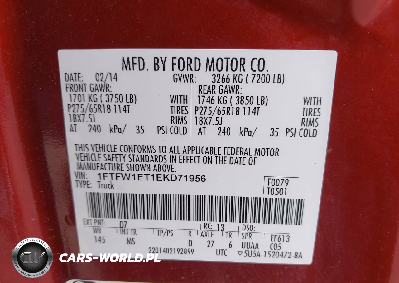 2014 Ford F-150 Xlt VIN:1FTFW1ET1EKD71956 - 9