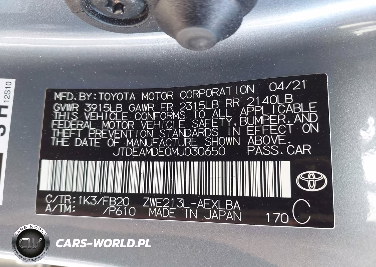2021 Toyota Corolla Hybrid Le VIN:JTDEAMDE0MJ030650 - 9