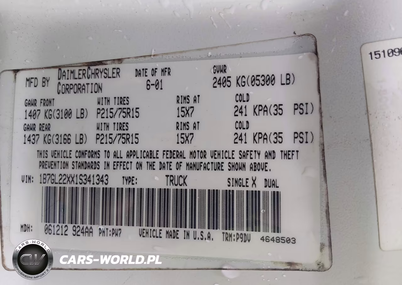 2001 Dodge Dakota Slt-Sport VIN:1B7GL22XX1S341343 - 9