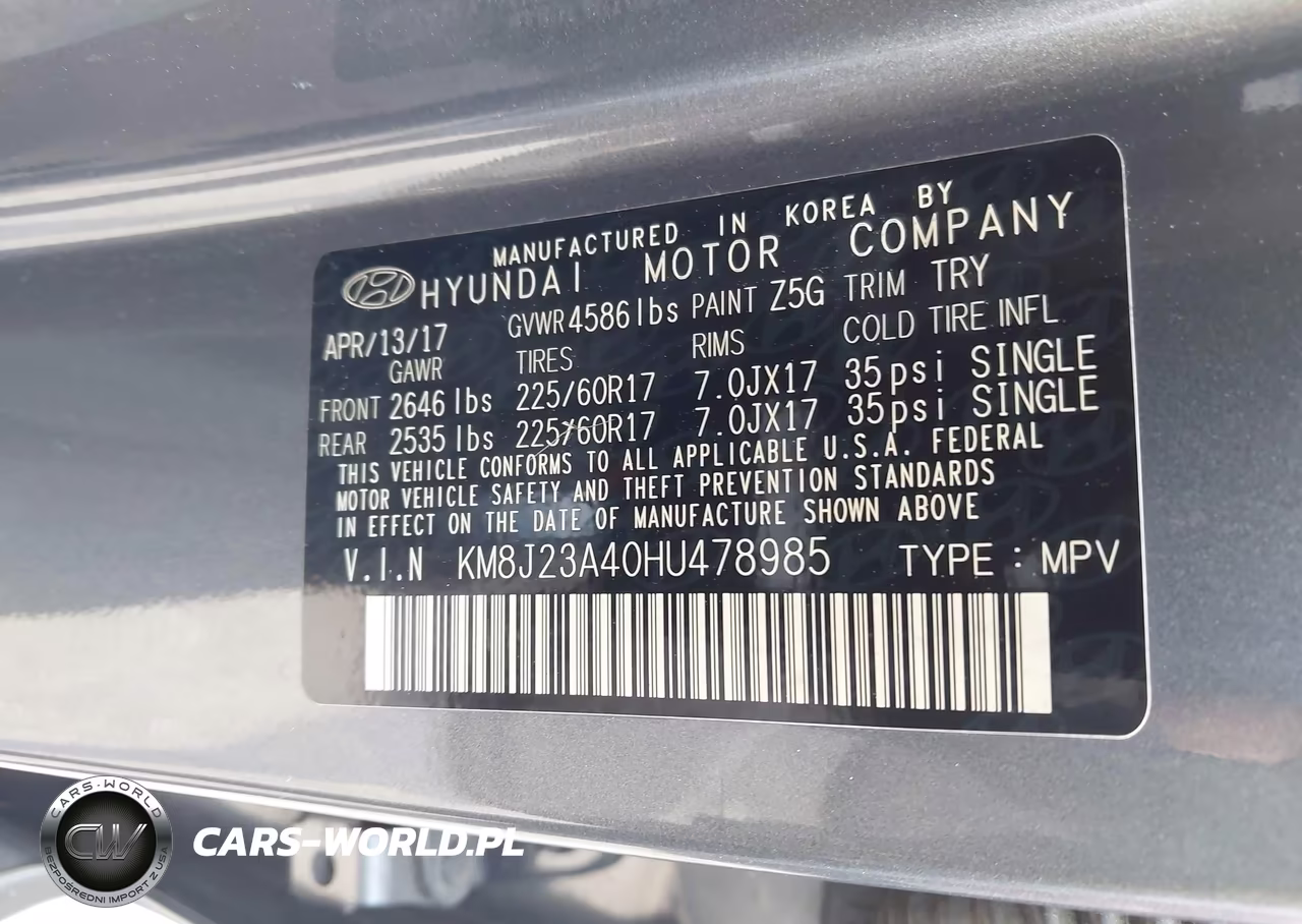 2017 Hyundai Tucson Se VIN:KM8J23A40HU478985 - 9