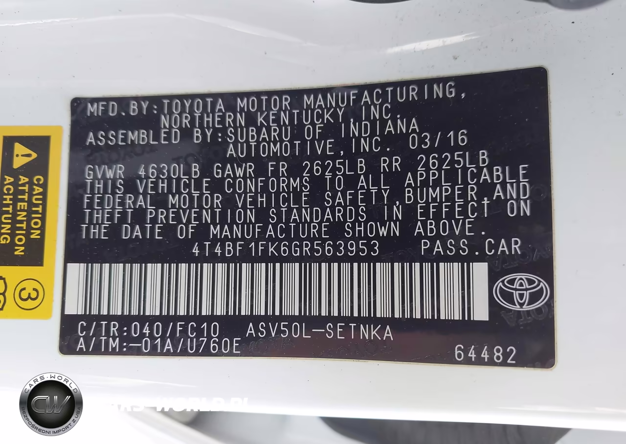 2016 Toyota Camry Le VIN:4T4BF1FK6GR563953 - 9
