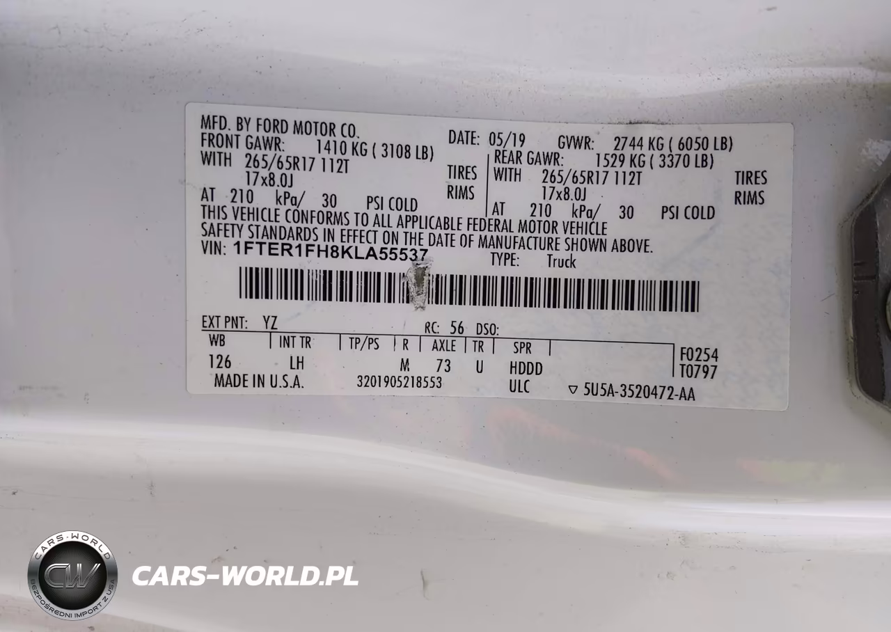 2019 Ford Ranger Xlt VIN:1FTER1FH8KLA55537 - 9