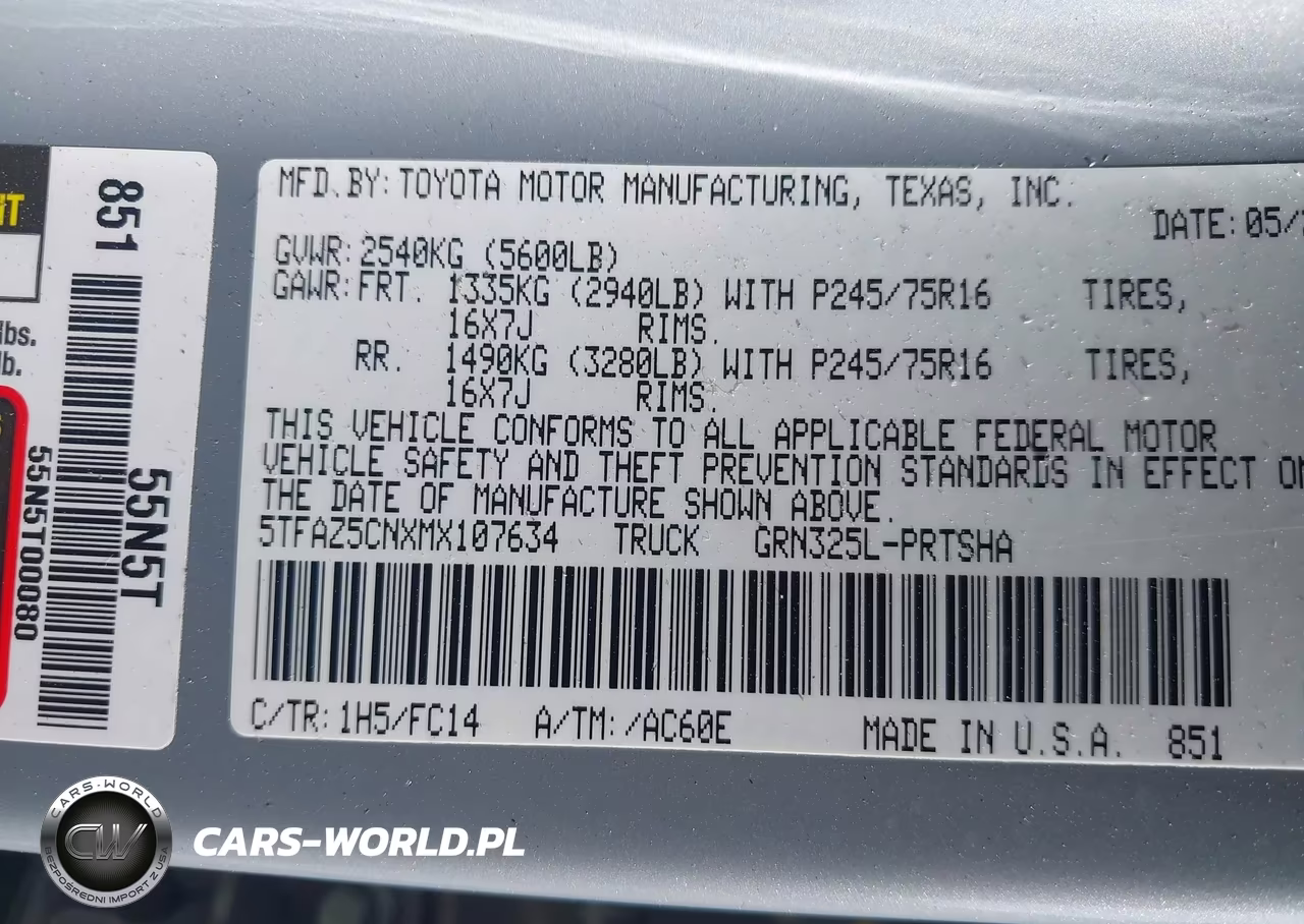 2021 Toyota Tacoma Sr5 V6 VIN:5TFAZ5CNXMX107634 - 9
