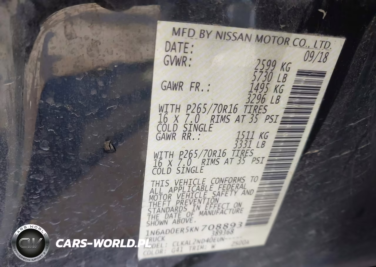 2019 Nissan Frontier Sv VIN:1N6AD0ER5KN708893 - 9