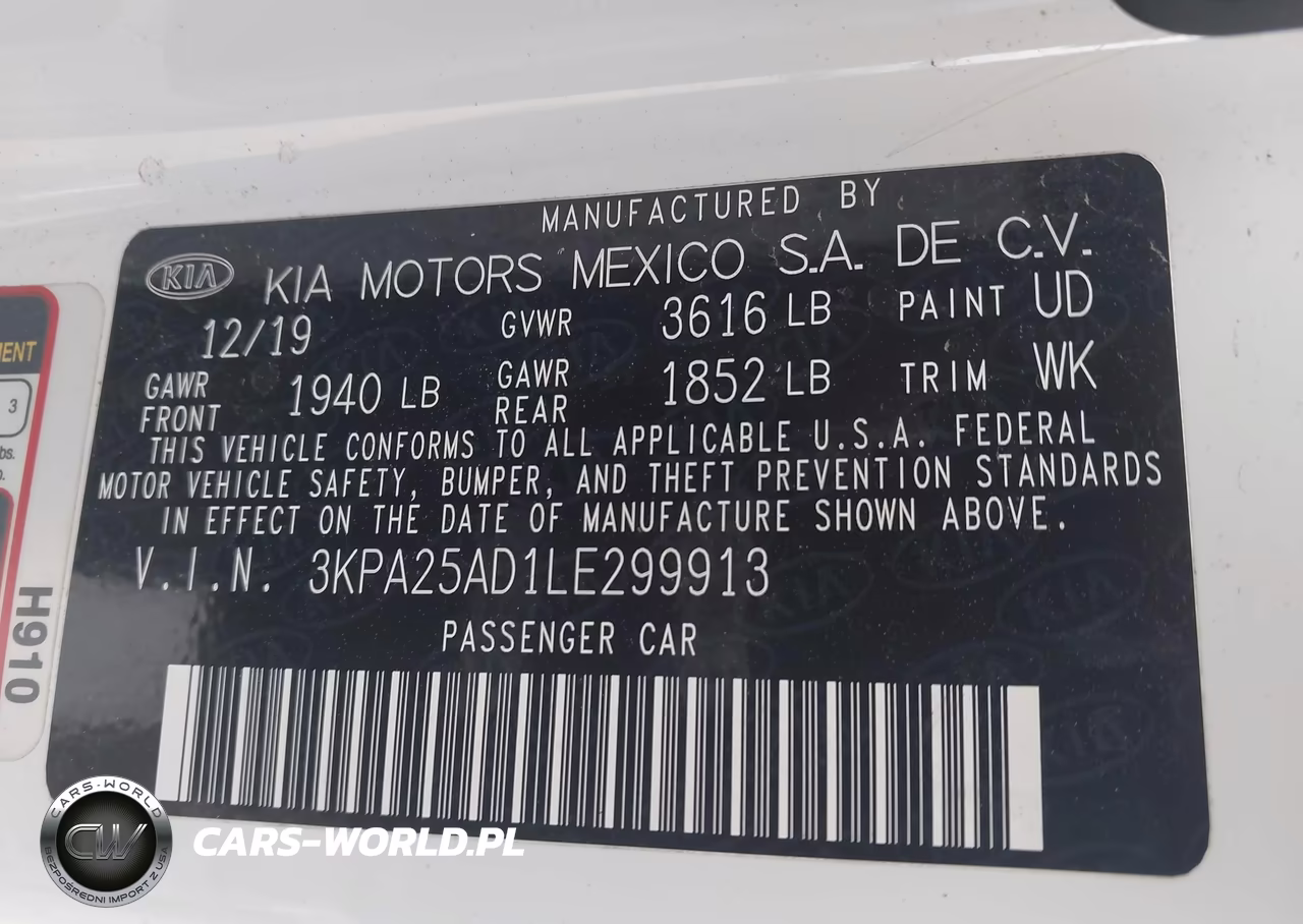 2020 Kia Rio 5-Door S VIN:3KPA25AD1LE299913 - 9