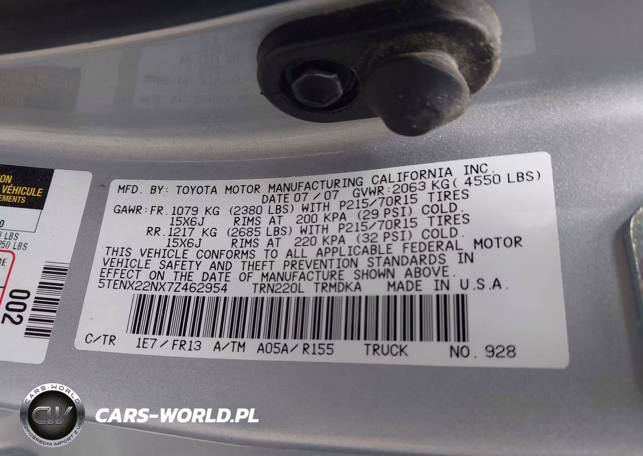 2007 Toyota Tacoma VIN:5TENX22NX7Z462954 - 9