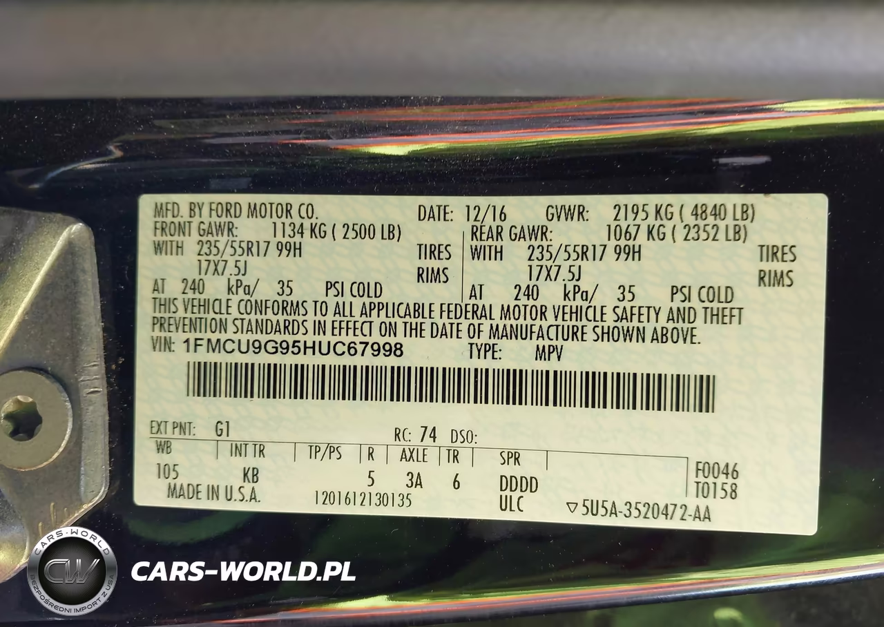 2017 Ford Escape Se VIN:1FMCU9G95HUC67998 - 9