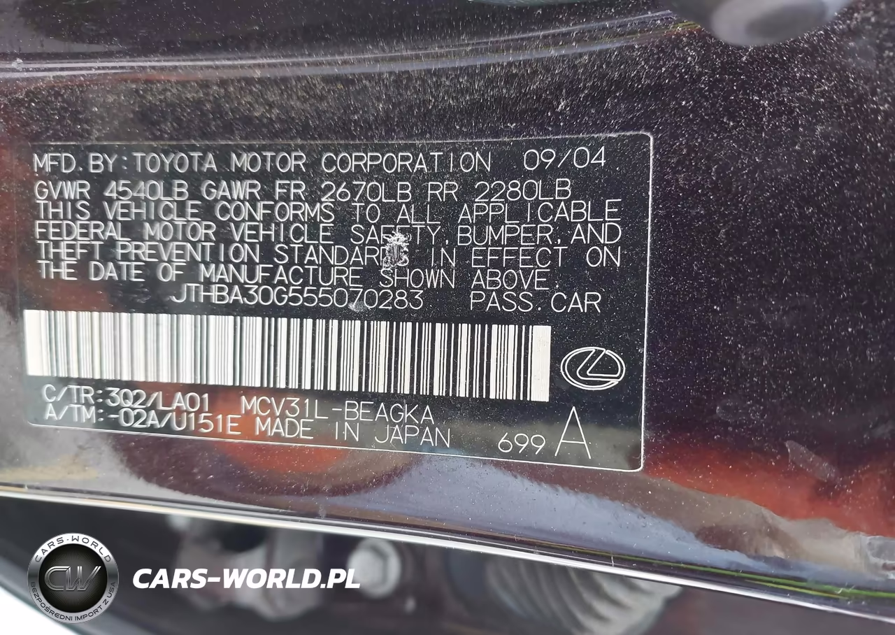 2005 Lexus Es 330 VIN:JTHBA30G555070283 - 9