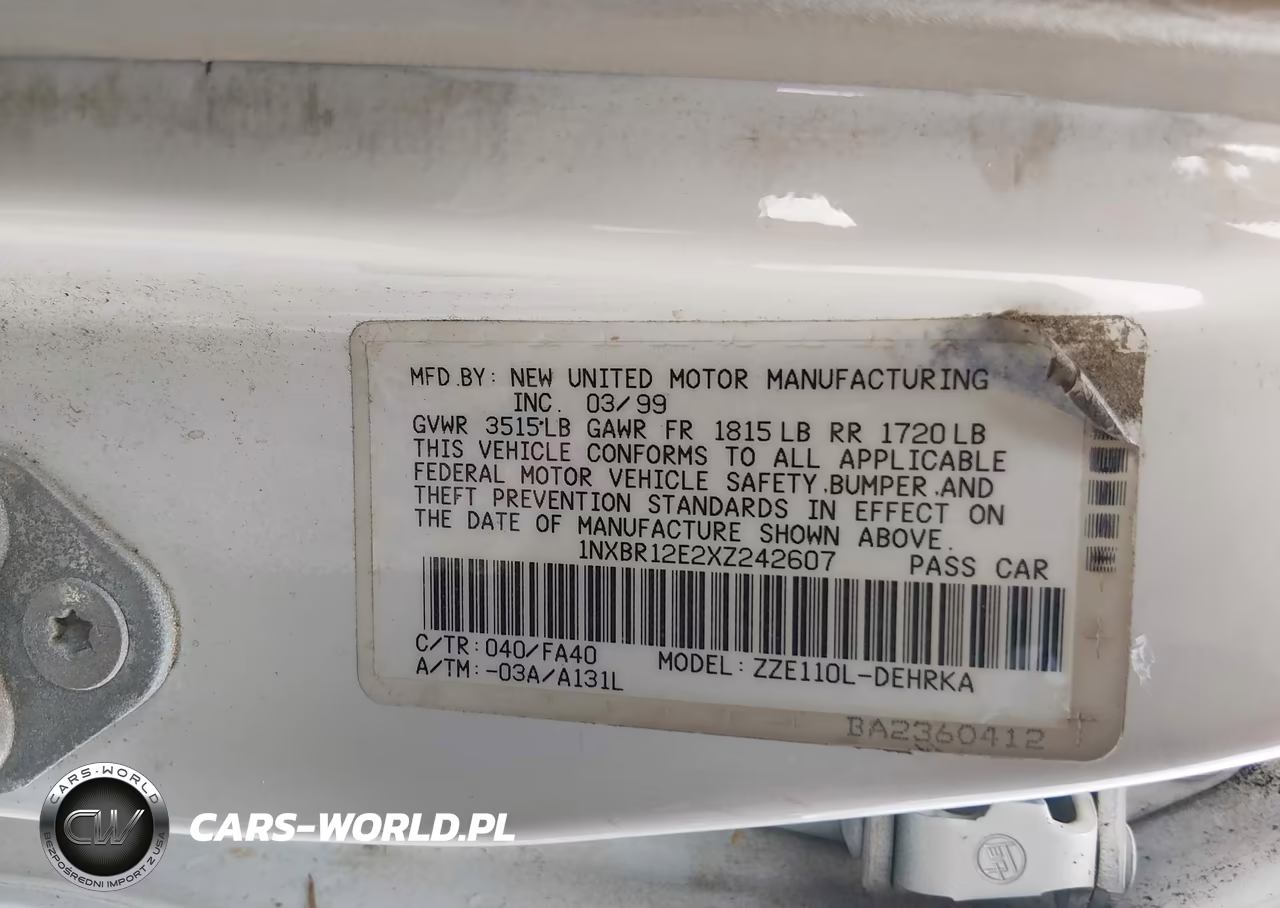 1999 Toyota Corolla Ve VIN:1NXBR12E2XZ242607 - 9