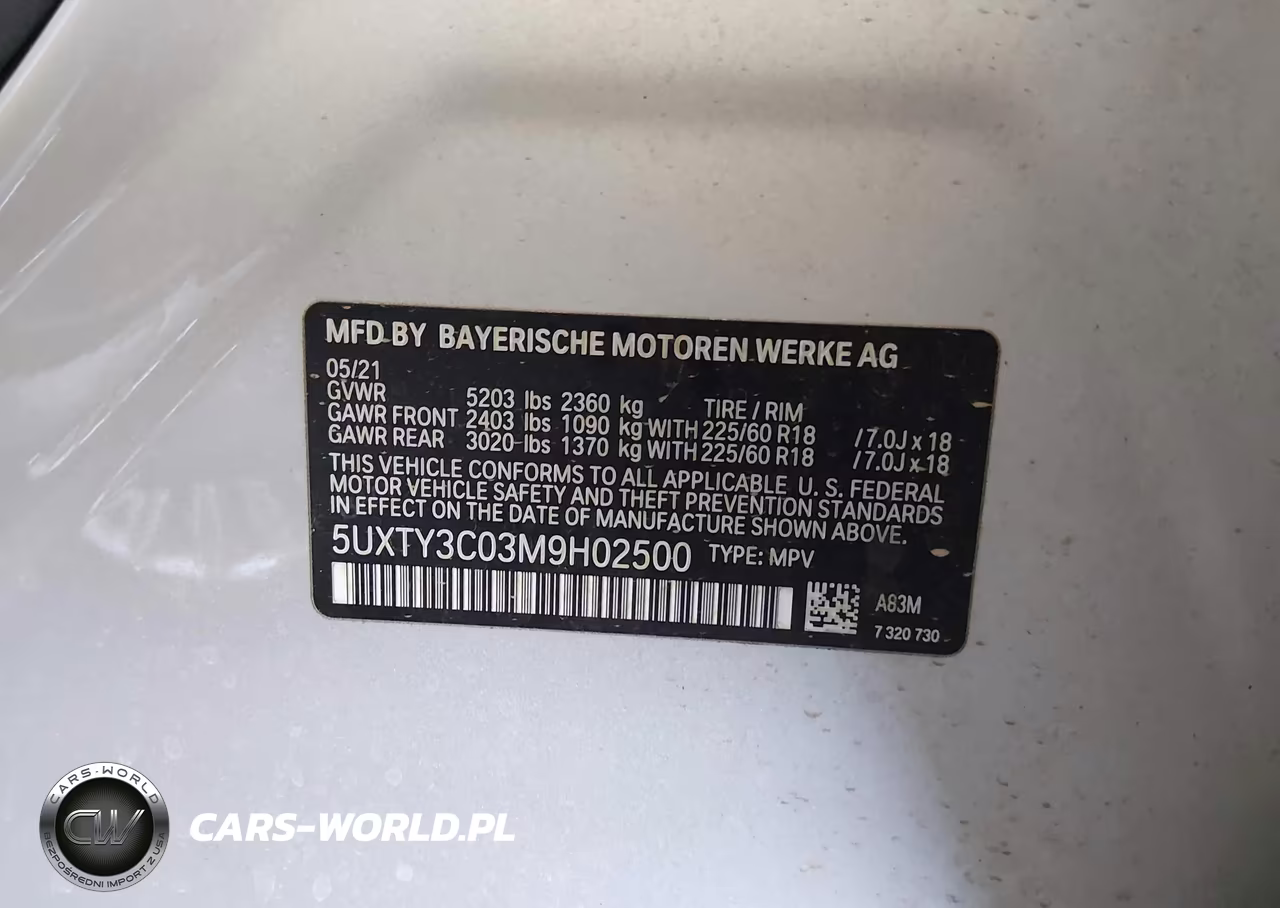 2021 BMW X3 Sdrive30I VIN:5UXTY3C03M9H02500 - 9