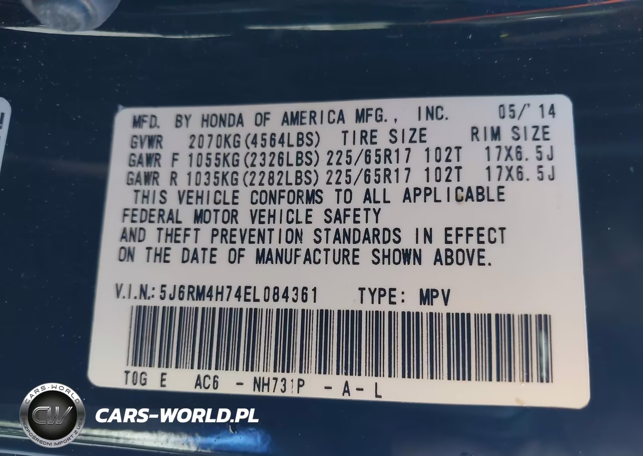 2014 Honda Cr-V Ex-L VIN:5J6RM4H74EL084361 - 9