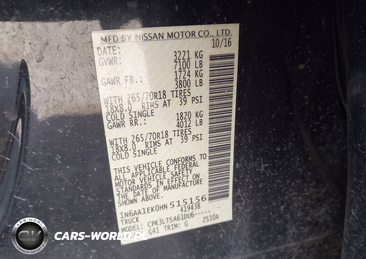 2017 Nissan Titan Sv VIN:1N6AA1EK0HN515156 - 9