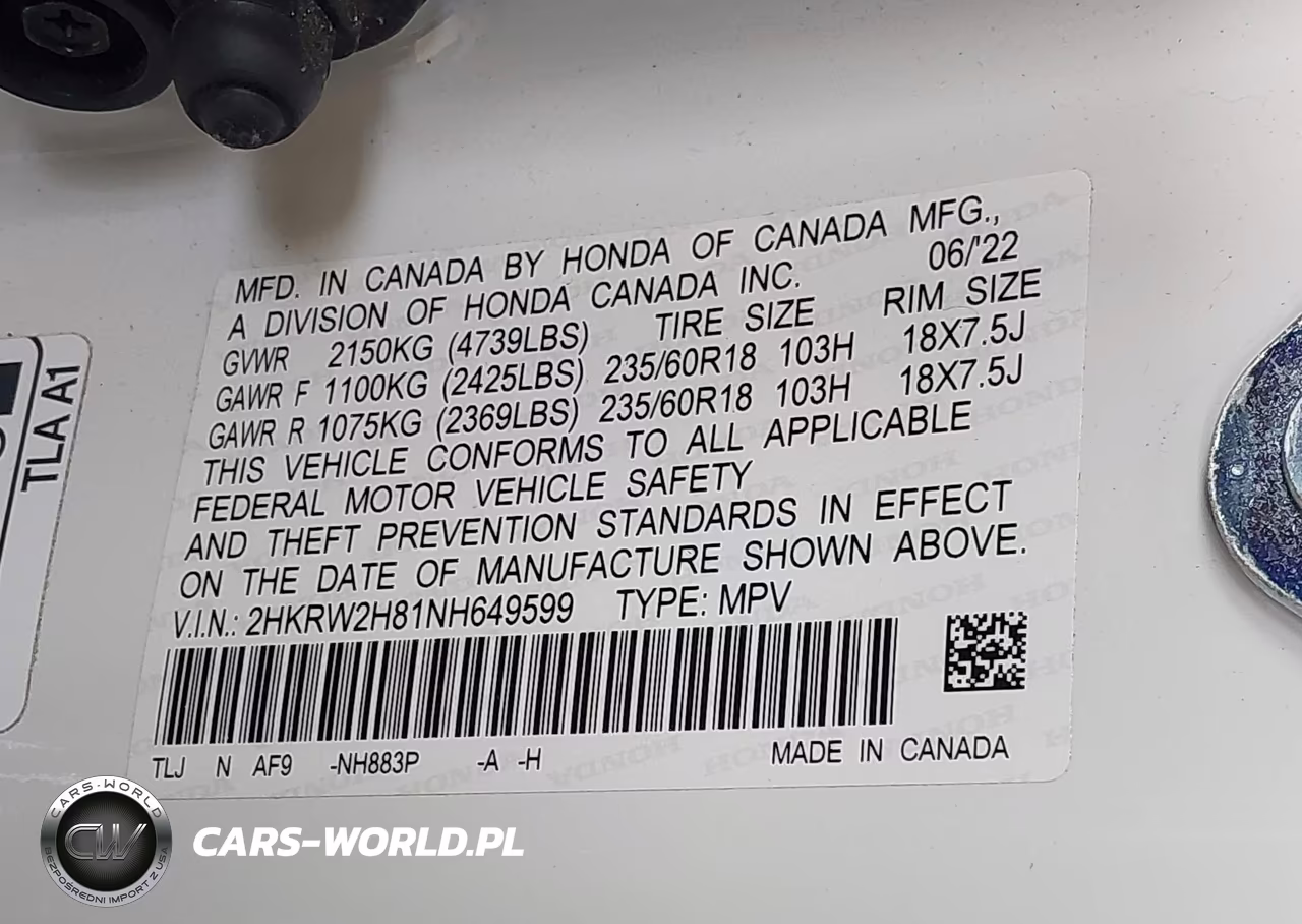 2022 Honda Cr-V Awd Ex-L VIN:2HKRW2H81NH649599 - 9