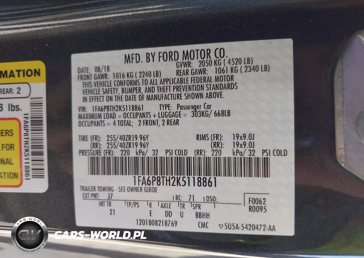 2019 Ford Mustang Ecoboost VIN:1FA6P8TH2K5118861 - 9