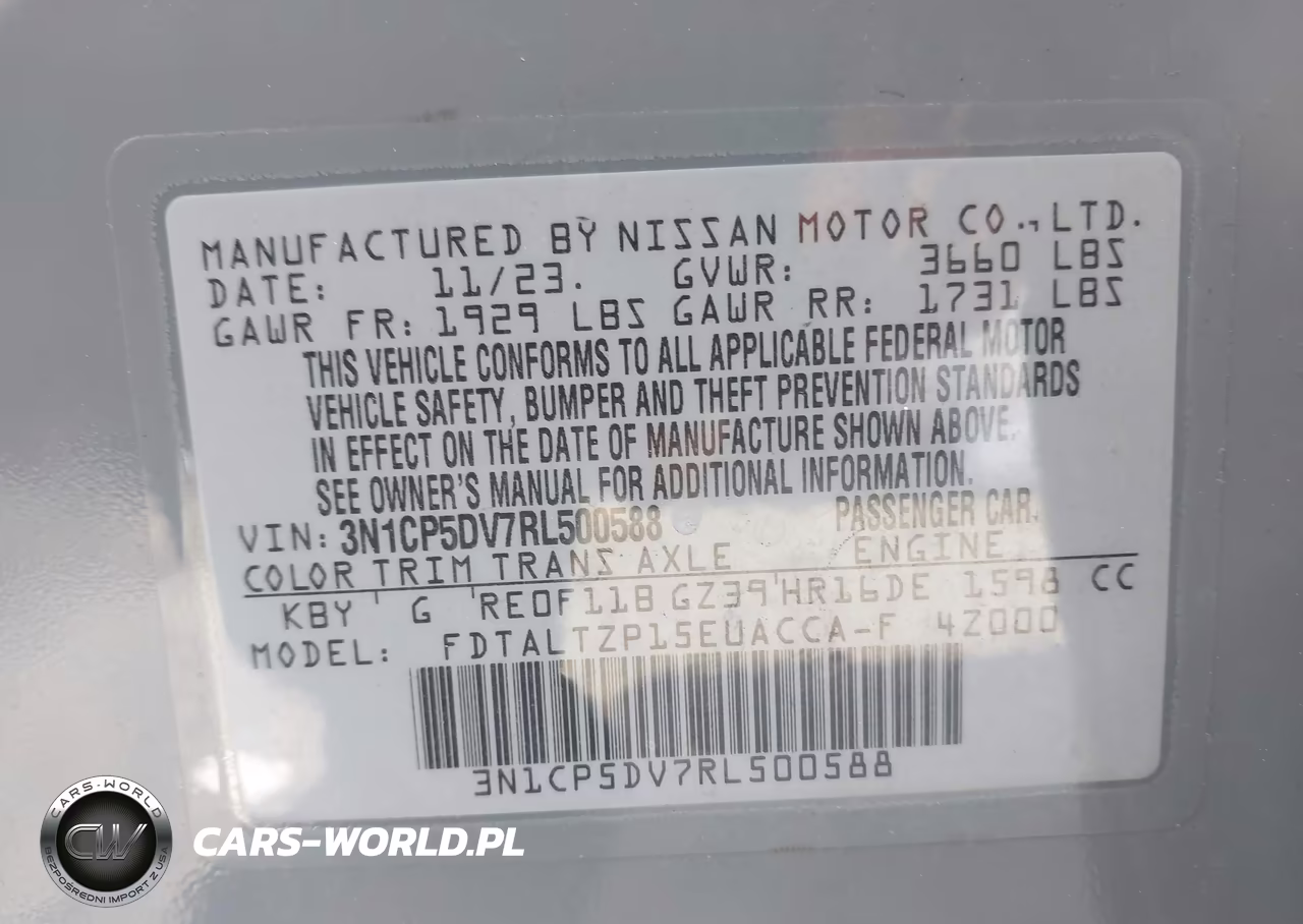 2024 Nissan Kicks Sr Xtronic Cvt VIN:3N1CP5DV7RL500588 - 9