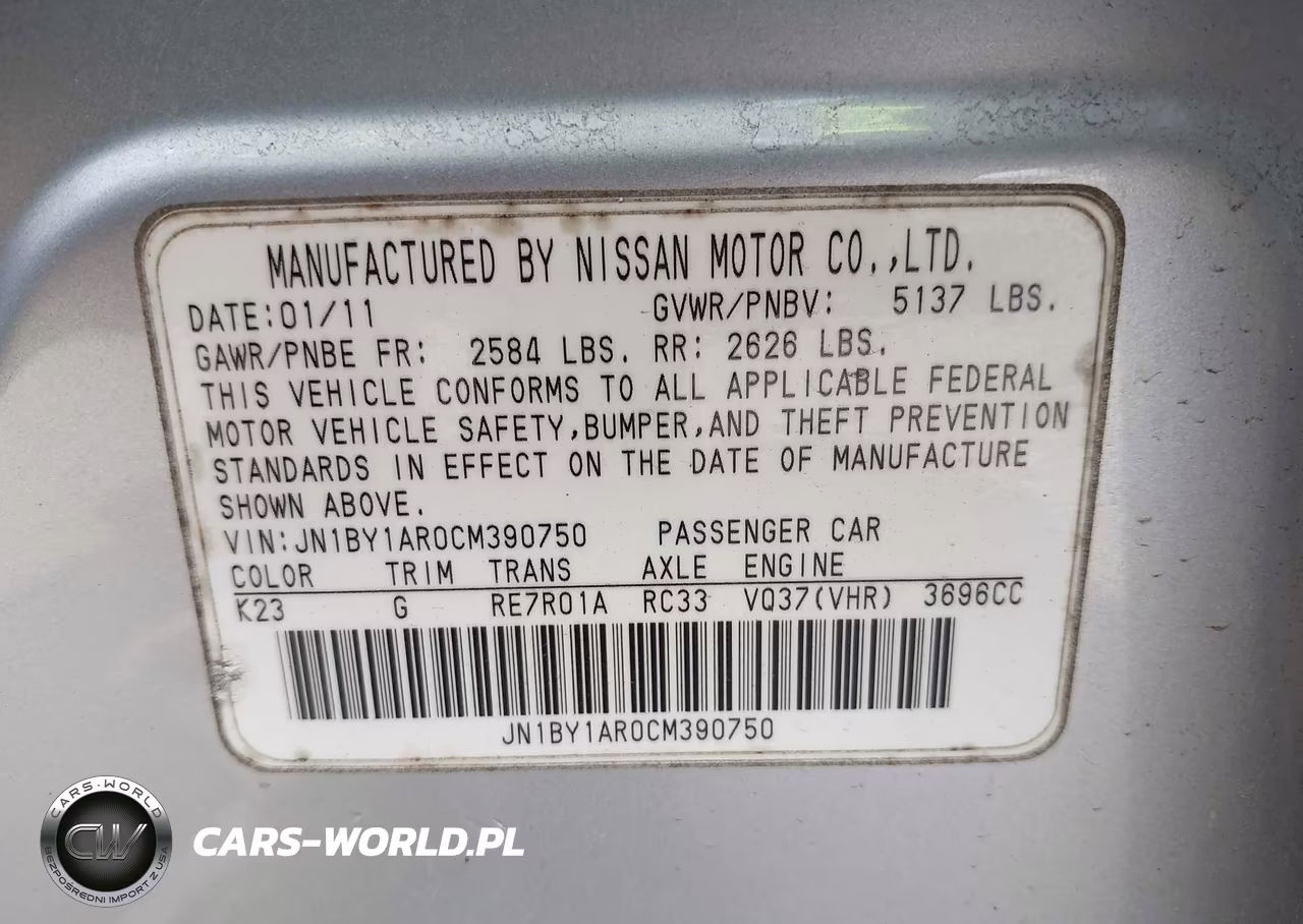 2012 Infiniti M37X VIN:JN1BY1AR0CM390750 - 9