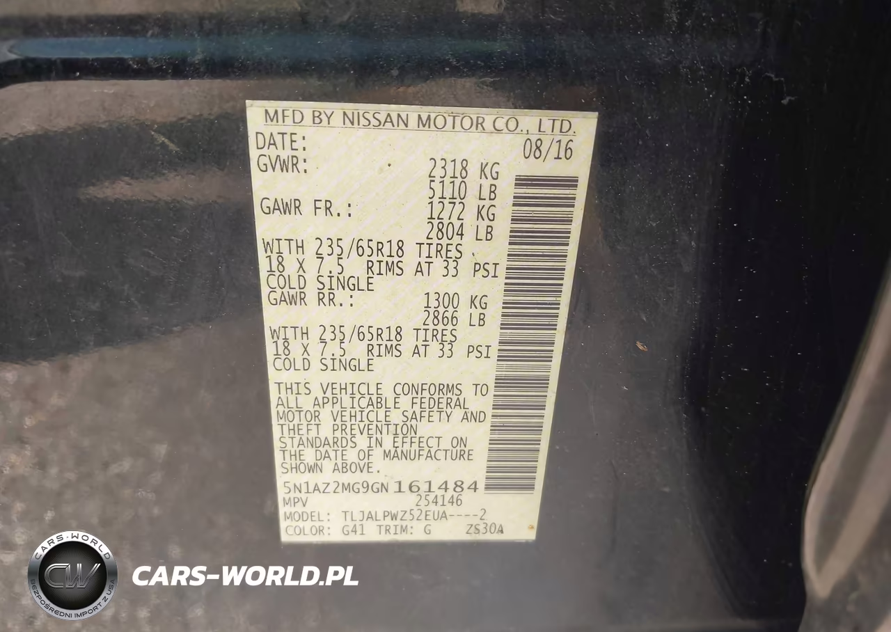 2016 Nissan Murano S VIN:5N1AZ2MG9GN161484 - 9