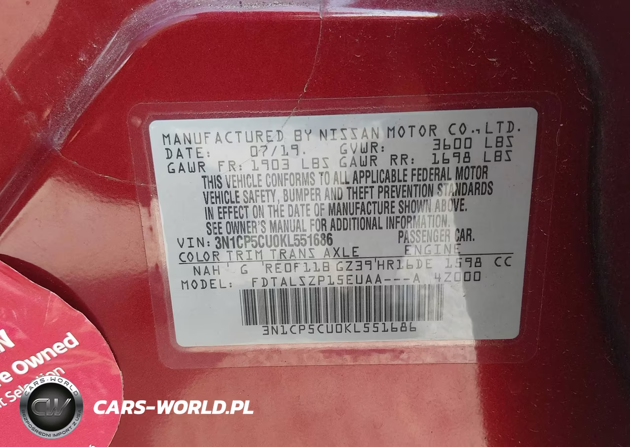 2019 Nissan Kicks Sv VIN:3N1CP5CU0KL551686 - 9