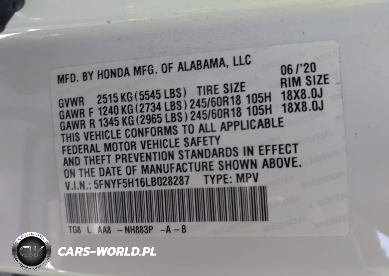 2020 Honda Pilot 2Wd Lx VIN:5FNYF5H16LB028287 - 9