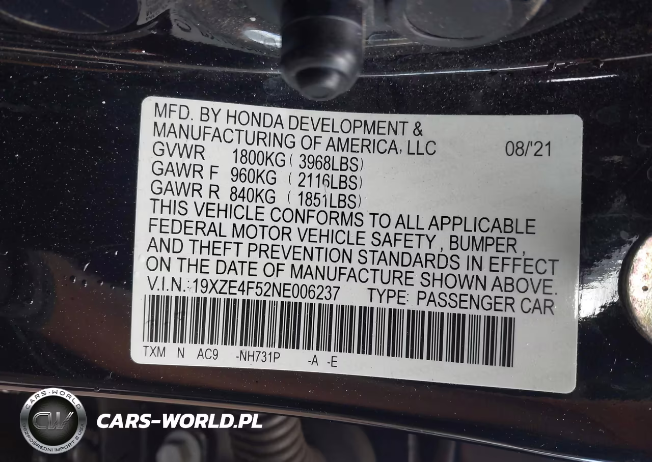 2022 Honda Insight Ex VIN:19XZE4F52NE006237 - 9