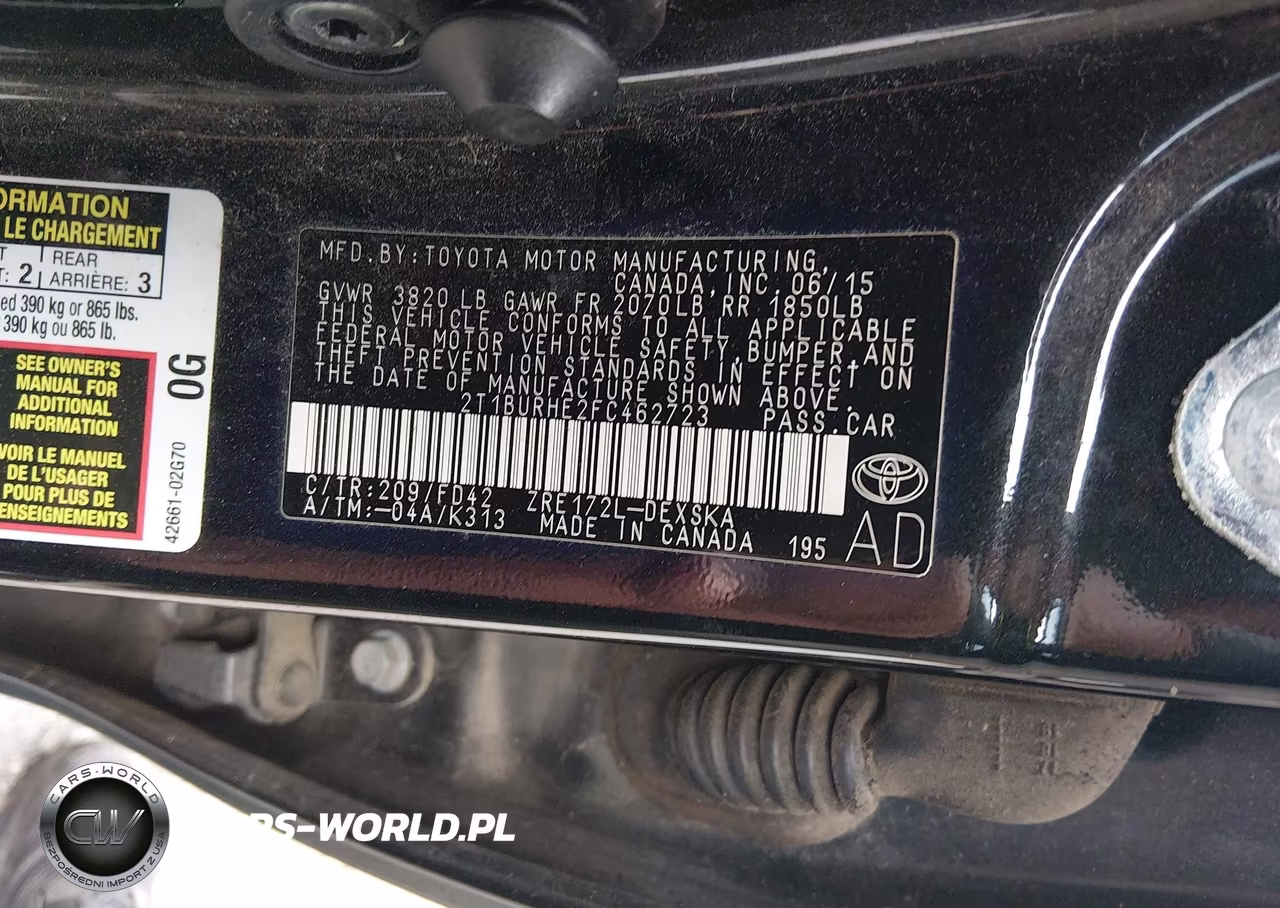 2015 Toyota Corolla S VIN:2T1BURHE2FC462723 - 9