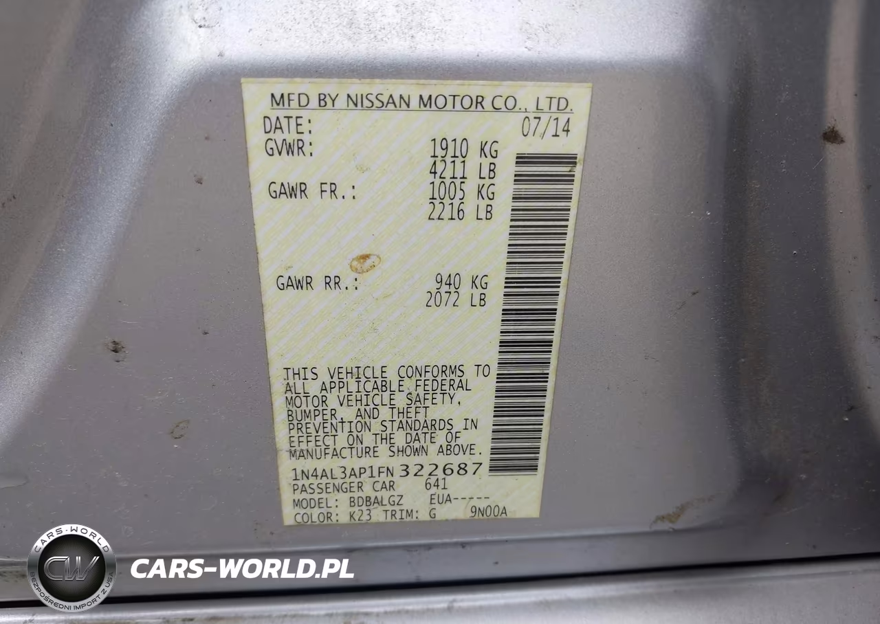 2015 Nissan Altima VIN:1N4AL3AP1FN322687 - 9