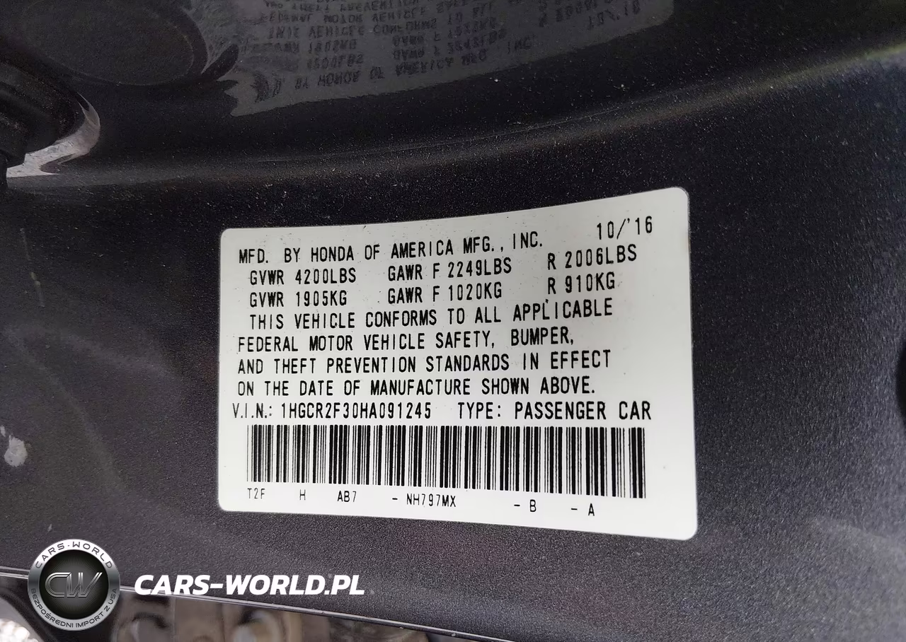 2017 Honda Accord Lx VIN:1HGCR2F30HA091245 - 9
