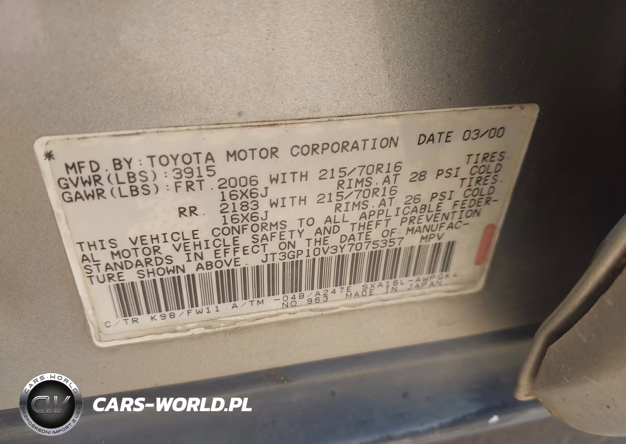 2000 Toyota Rav4 VIN:JT3GP10V3Y7075357 - 9