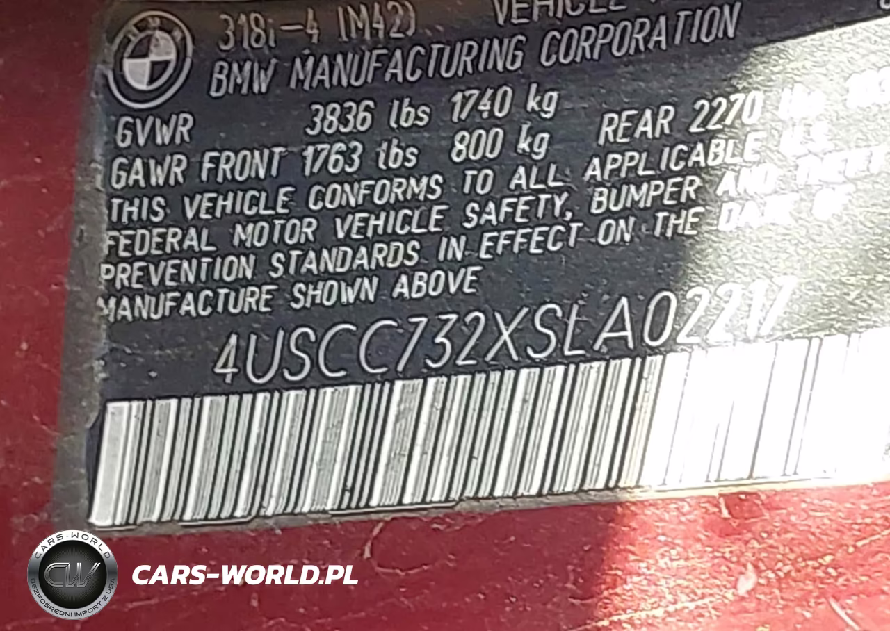 1995 BMW 318 I VIN:4USCC732XSLA02217 - 9