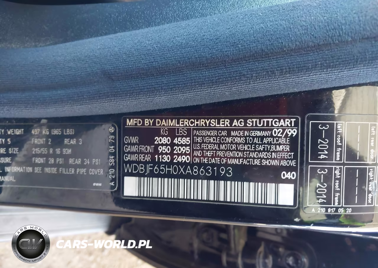1999 Mercedes-Benz E 320 VIN:WDBJF65H0XA863193 - 9