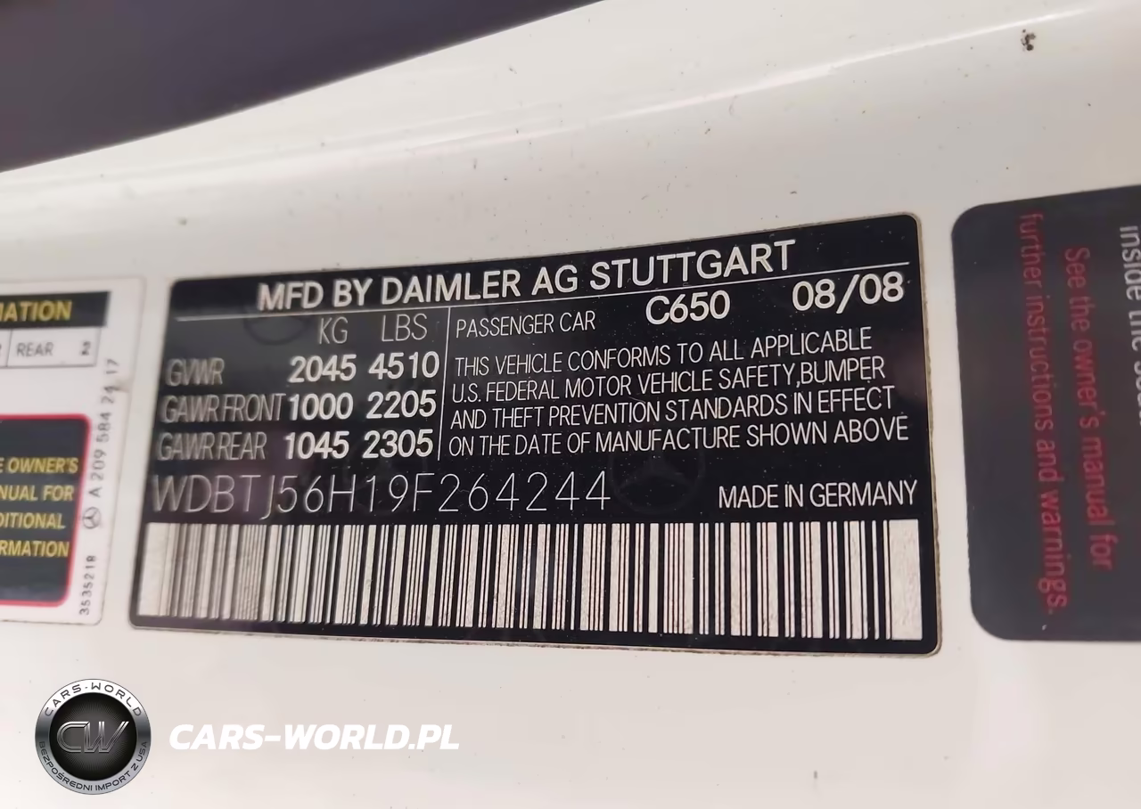 2009 Mercedes-Benz Clk 350 VIN:WDBTJ56H19F264244 - 9
