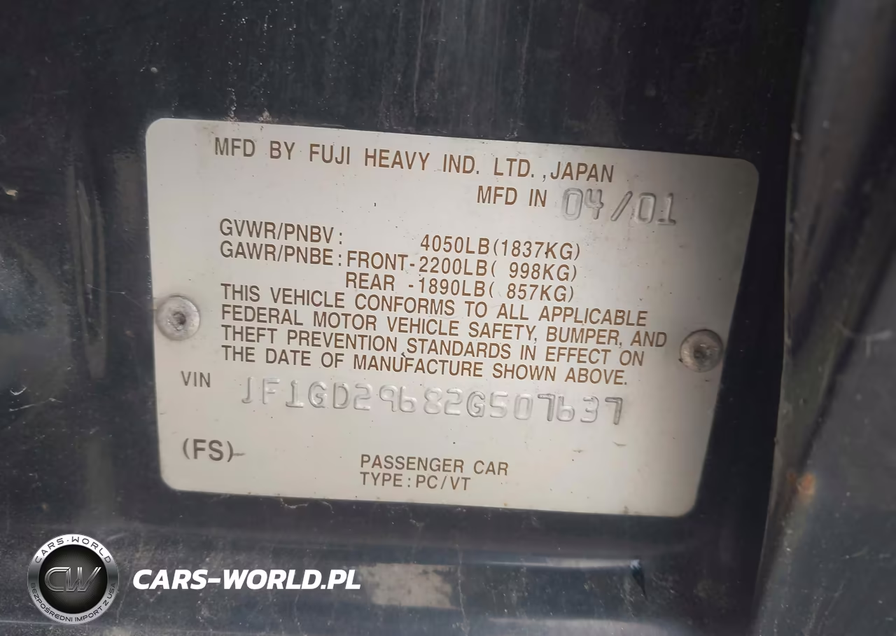 2002 Subaru Impreza Wrx VIN:JF1GD29682G507637 - 9