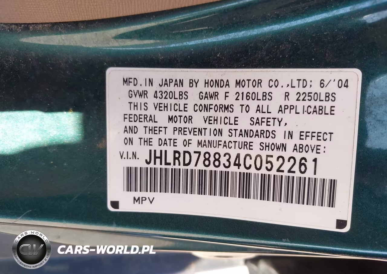 2004 Honda Cr-V Ex VIN:JHLRD78834C052261 - 9