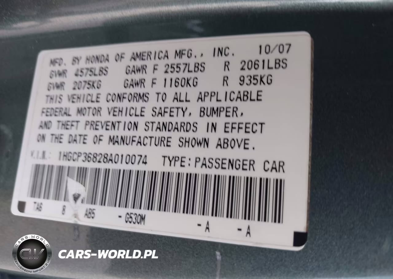 2008 Honda Accord 3.5 Ex-L VIN:1HGCP36828A010074 - 9