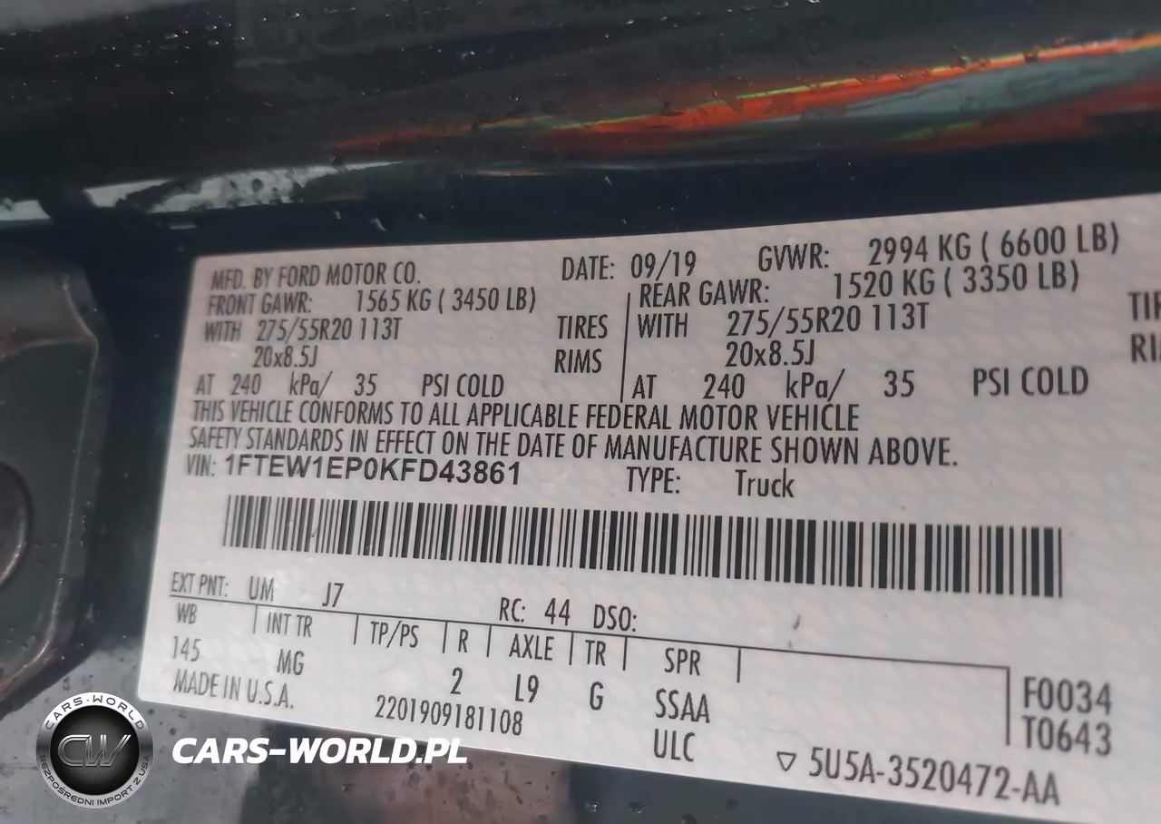 2019 Ford F-150 Xlt VIN:1FTEW1EP0KFD43861 - 9