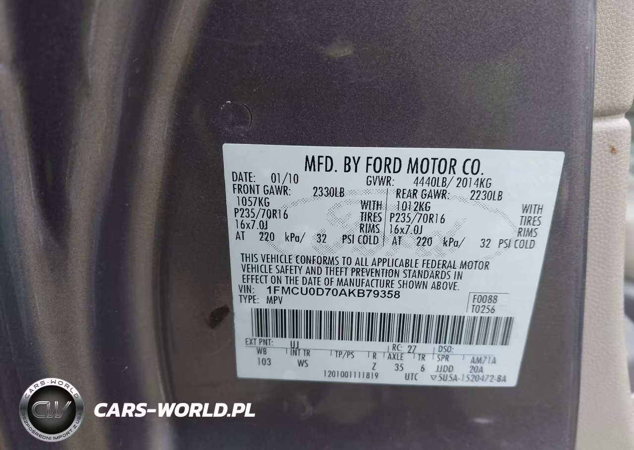 2010 Ford Escape Xlt VIN:1FMCU0D70AKB79358 - 9