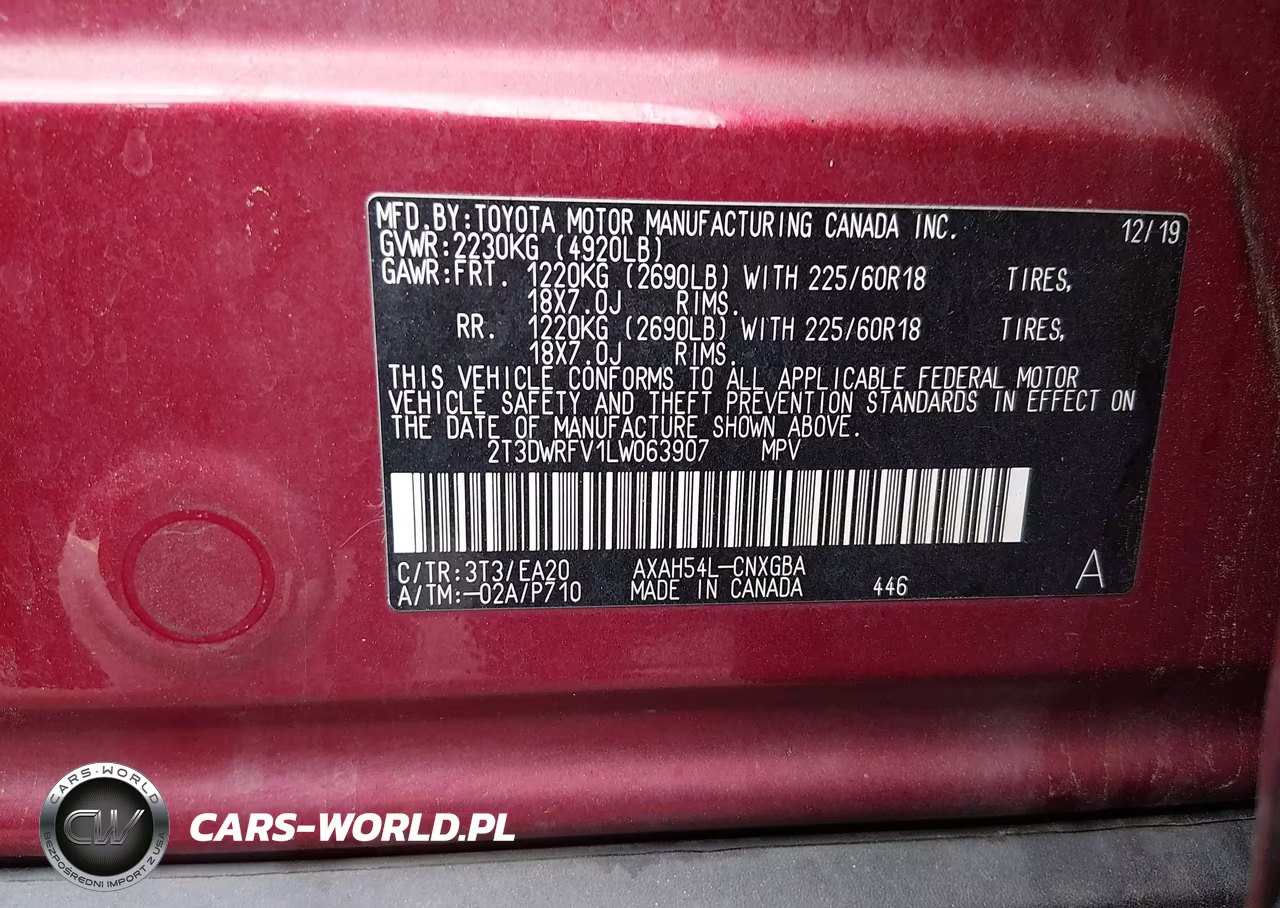 2020 Toyota Rav4 Hybrid Limited VIN:2T3DWRFV1LW063907 - 9