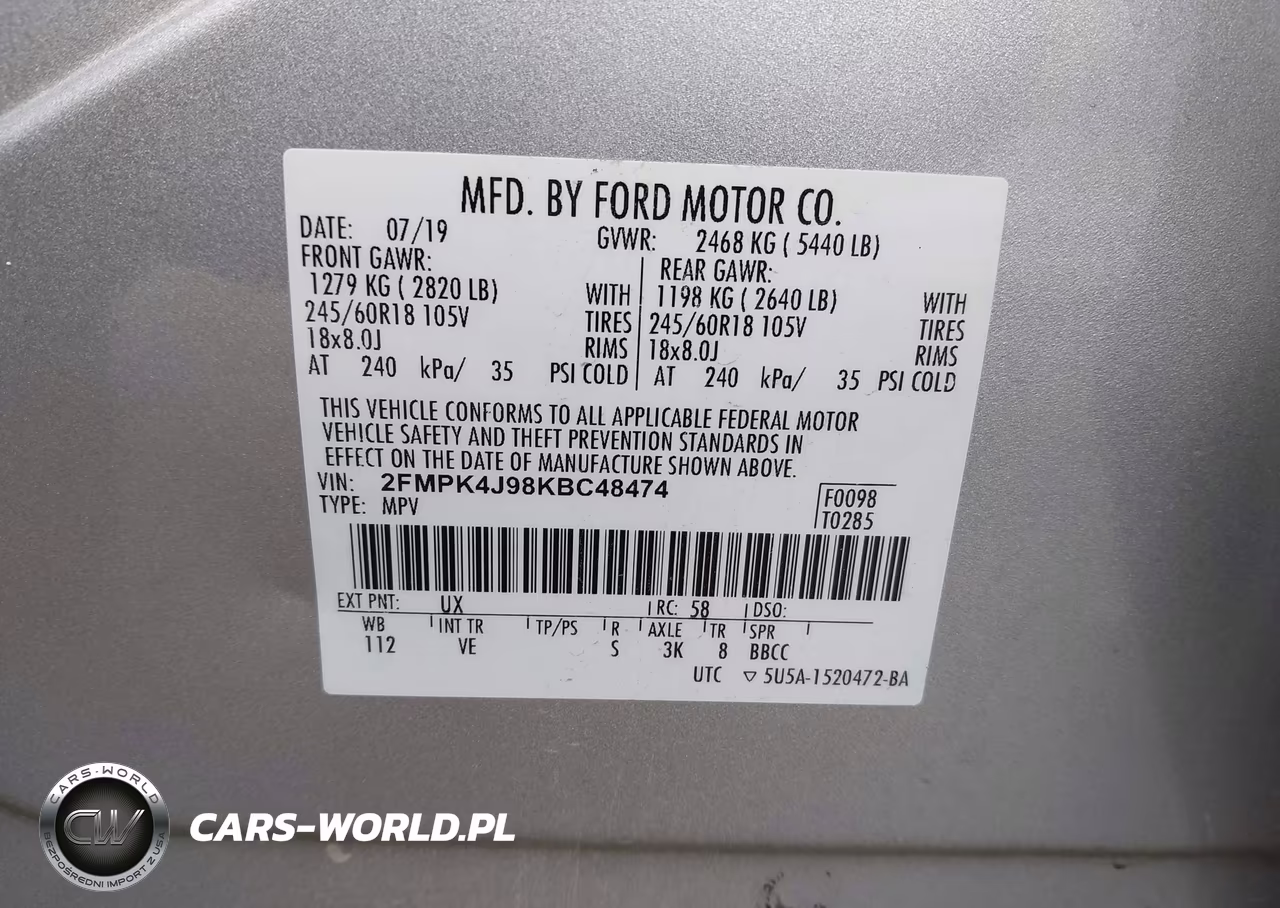 2019 Ford Edge Sel VIN:2FMPK4J98KBC48474 - 9