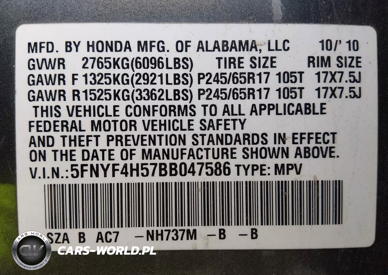 2011 Honda Pilot Ex-L VIN:5FNYF4H57BB047586 - 9