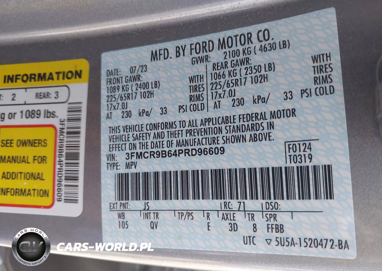 2023 Ford Bronco Sport Big Bend VIN:3FMCR9B64PRD96609 - 9