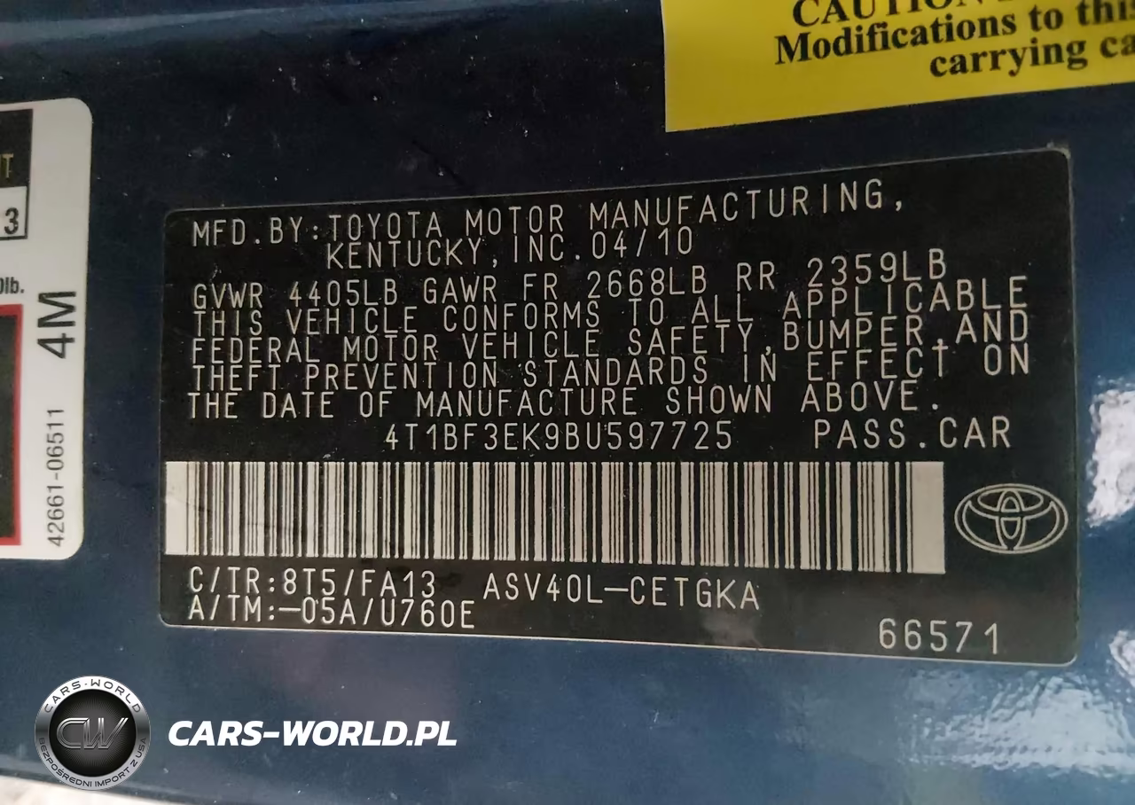 2011 Toyota Camry Xle VIN:4T1BF3EK9BU597725 - 9