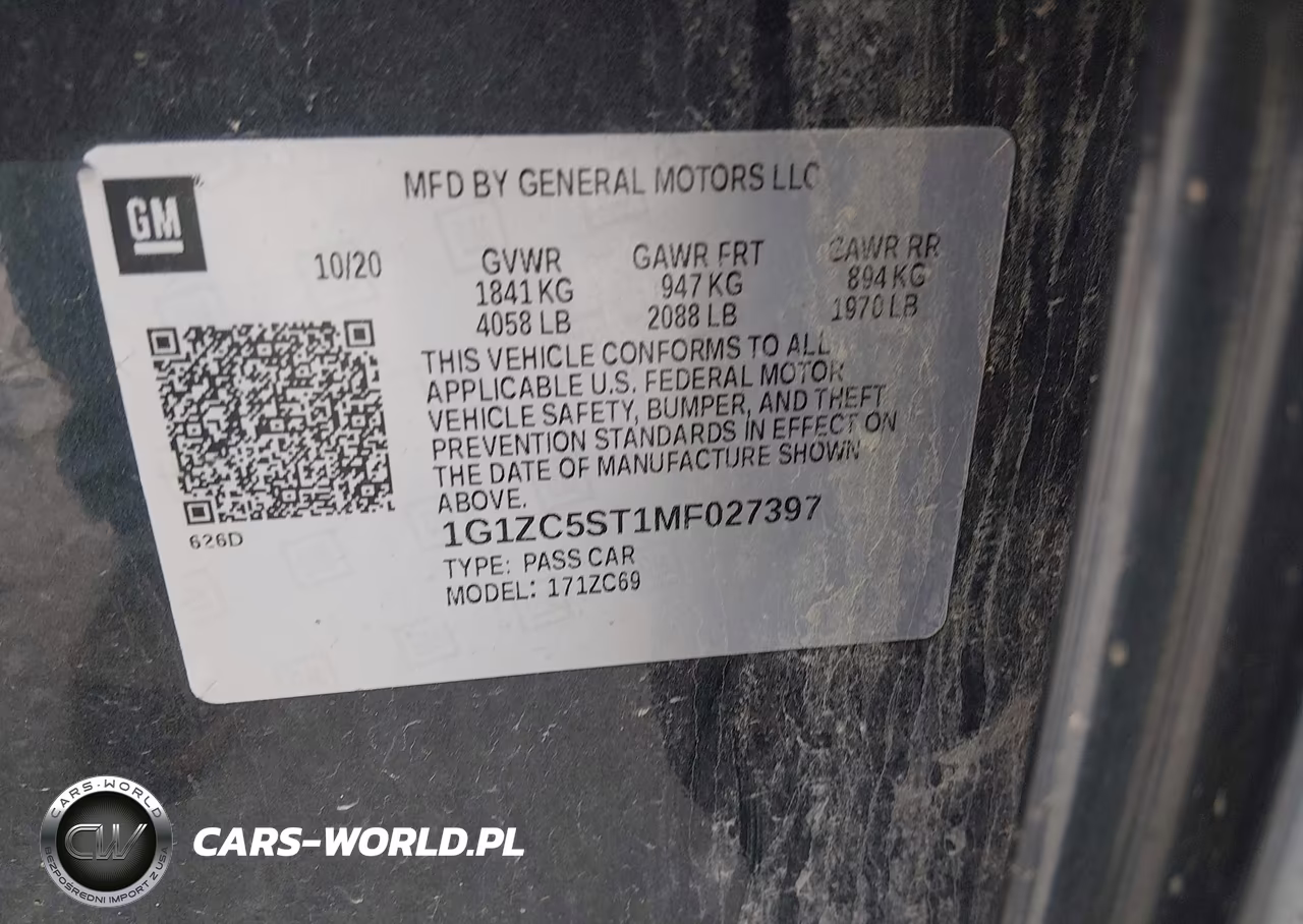 2021 Chevrolet Malibu Fwd 1Fl VIN:1G1ZC5ST1MF027397 - 9