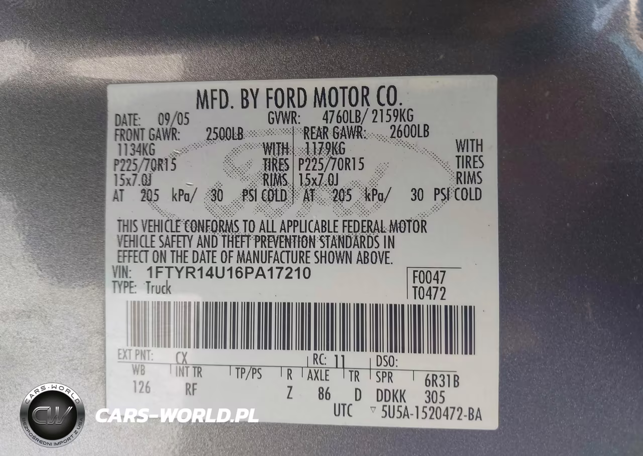 2006 Ford Ranger Sport-Stx-Xl-Xlt VIN:1FTYR14U16PA17210 - 9