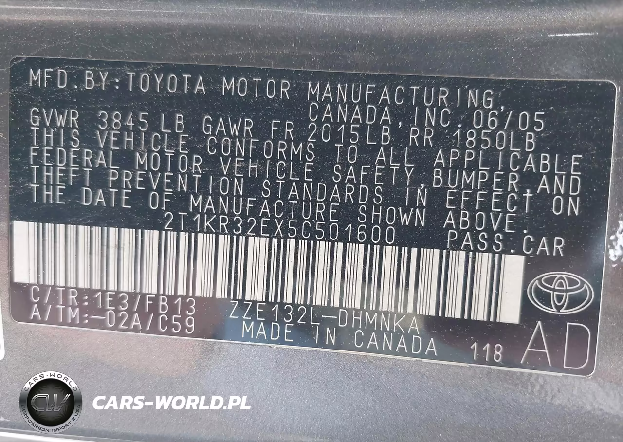 2005 Toyota Matrix Xr VIN:2T1KR32EX5C501600 - 9