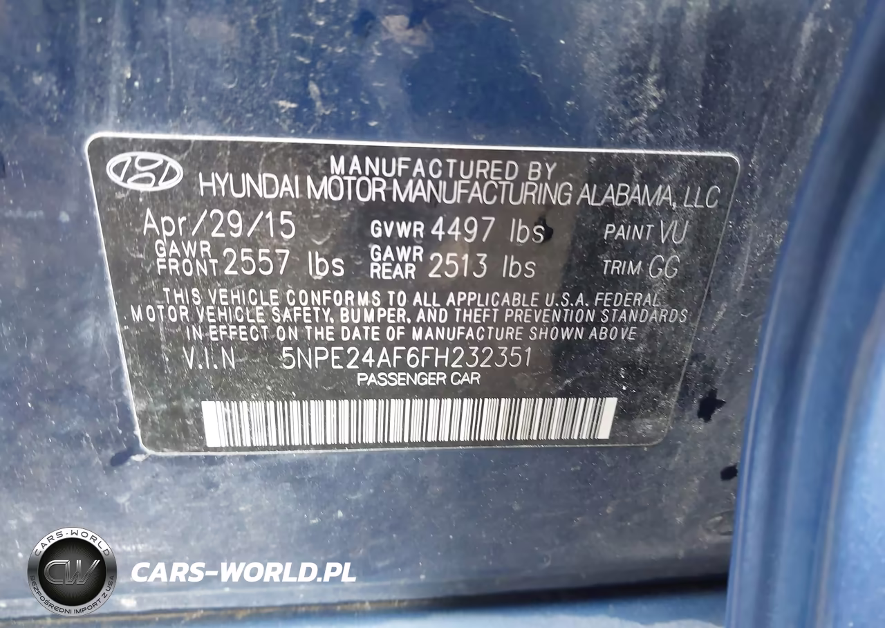 2015 Hyundai Sonata Se VIN:5NPE24AF6FH232351 - 9