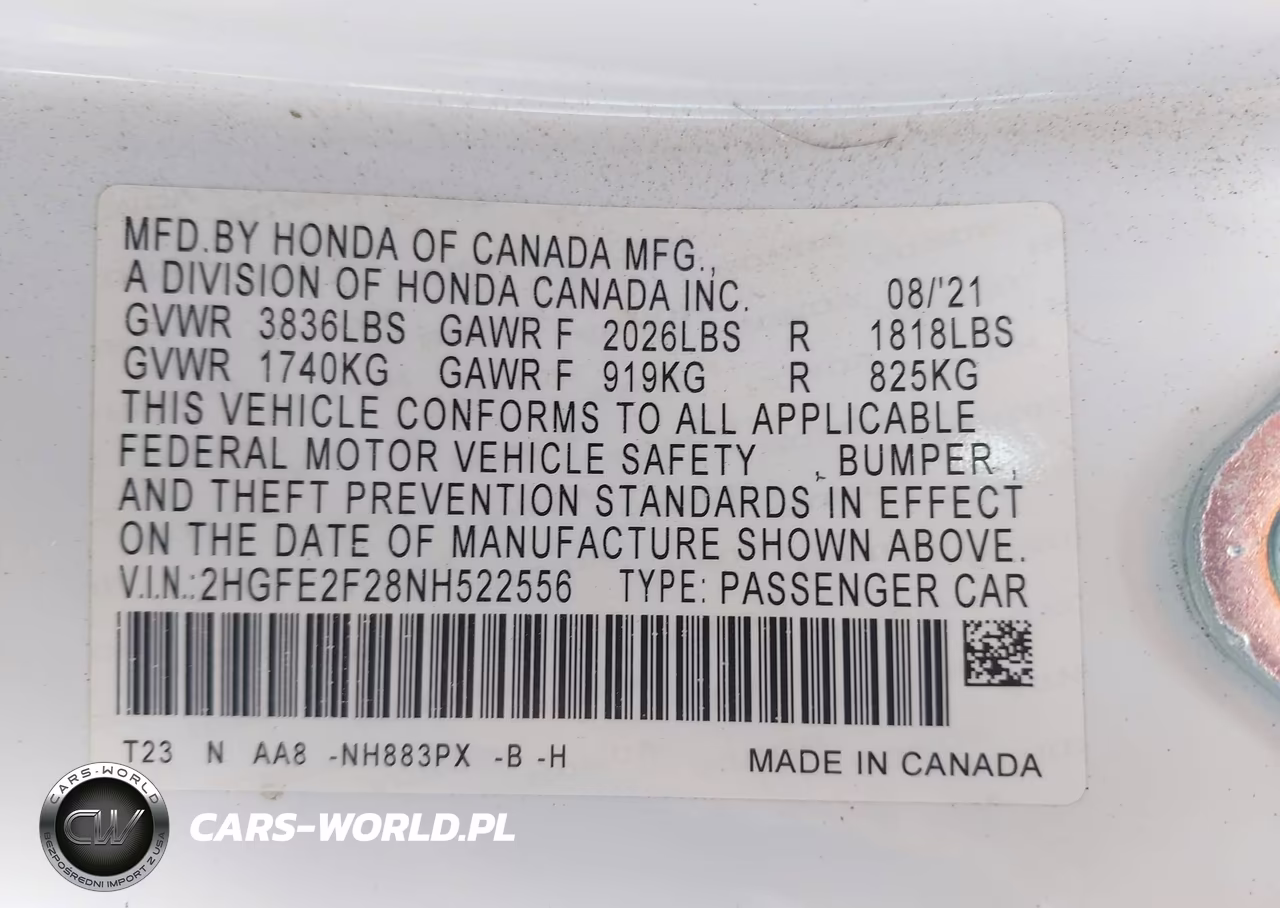 2022 Honda Civic Lx VIN:2HGFE2F28NH522556 - 9