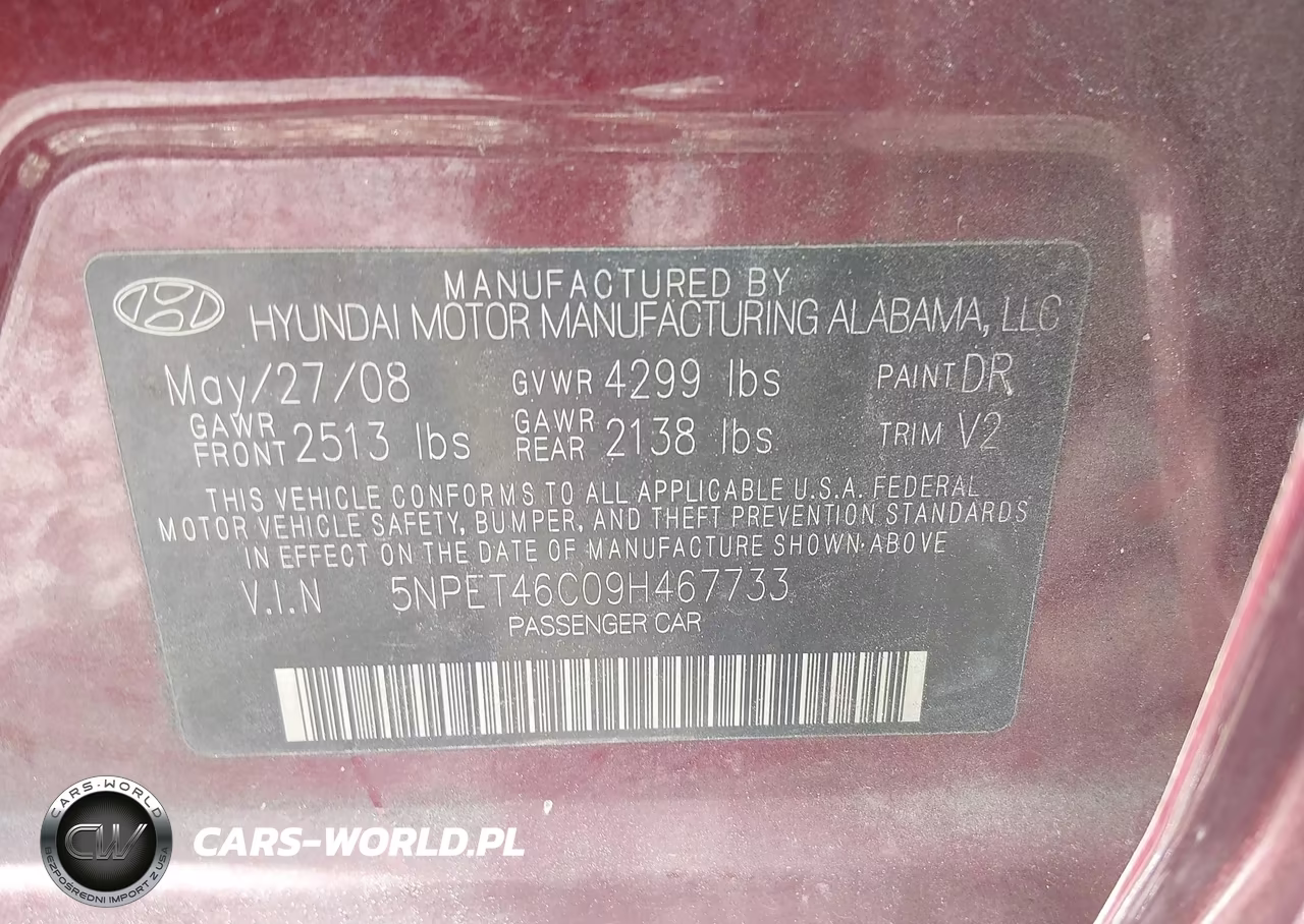 2009 Hyundai Sonata Gls VIN:5NPET46C09H467733 - 9