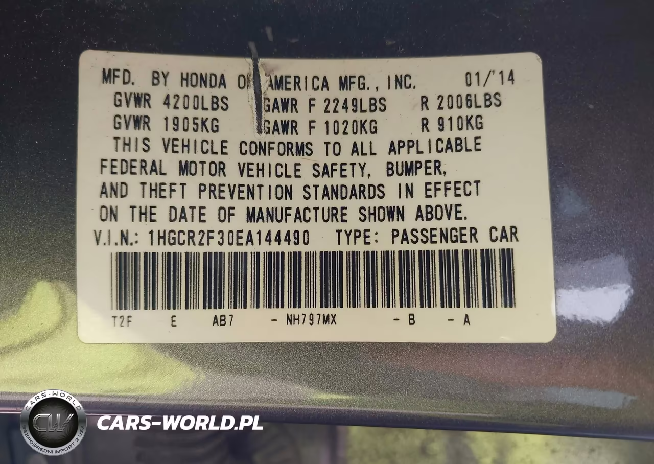 2014 Honda Accord Lx VIN:1HGCR2F30EA144490 - 9